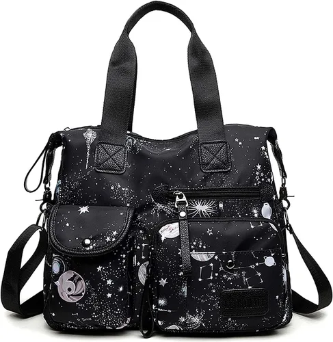 Miniatura 16 de Bolso de mano ligero, floral, con asa superior con múltiples bolsillos de nailon para el trabajo, resistente al agua, bolsa para viajes, de hombro