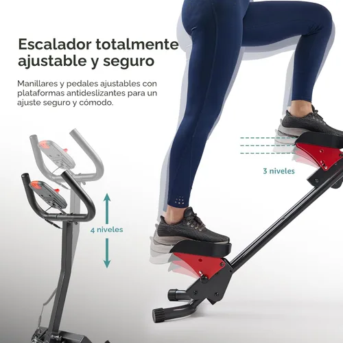 Miniatura 5 de Sunny Health & Fitness Stair Stepper & Climber Exercise Equipment for Home Workout, Compact Cardio Training Machine Rojo