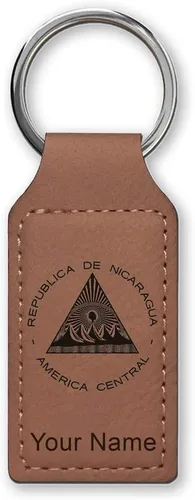 Miniatura 19 de LaserGram Llavero rectangular, bandera de Nicaragua, grabado personalizado incluido, Bambú