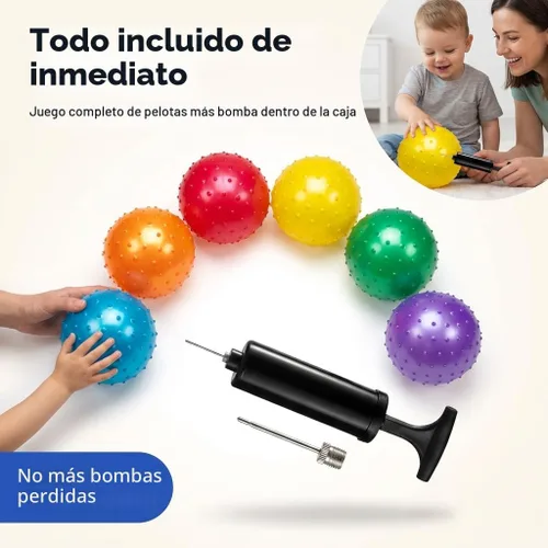 Miniatura 4 de Bedwina Knobby Balls - Bulk 7 Inch Sensory and Spiky Massage Stress Balls for Toddlers, with Pump, Fun & Bouncy for Toddler, Kids Party Favors
