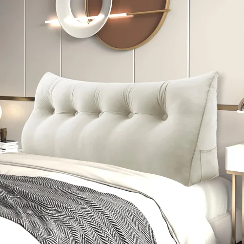 Miniatura 22 de Almohada de Cuña para Cabecero, Almohada Bolster Grande para Lectura, Almohadas para Sentarse en la Cama para Adultos, Cojín Triangular de Amarillo