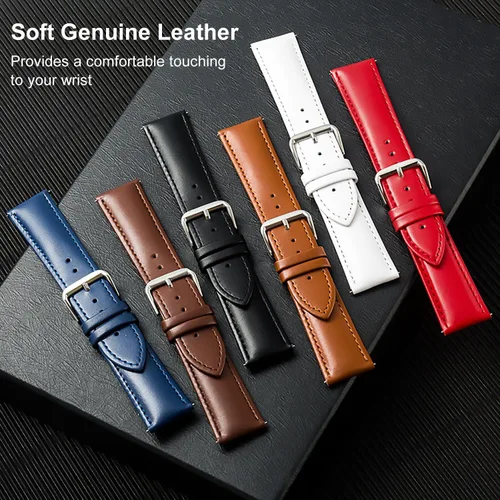 Miniatura 3 de 16mm Leather Watch Bands Compatible with FITVII Slim/Amzhero D26 Fitness Tracker,Soft Genuine Leather Replacement Wristband for KALINCO Slim/MorePro