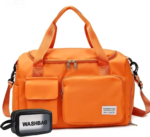 Miniatura 47 de Bolsa de Gimnasio Pequeña para Mujer, Bolsa de Lona de Viaje, Bolsa de Fin de Semana con Compartimento para Zapatos