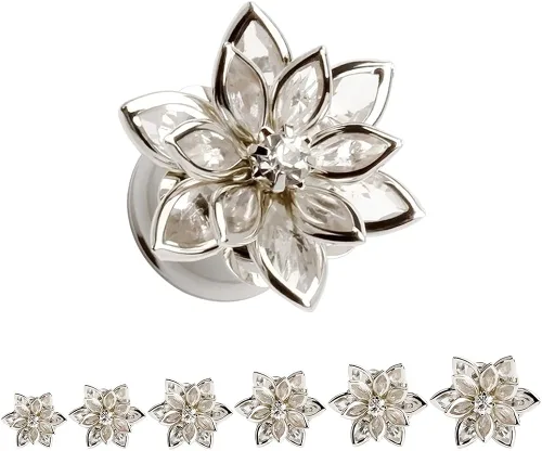 Miniatura 2 de KUBOOZ tensores para orejas, modernos, elegantes, diseño de flores, joyería de piercing