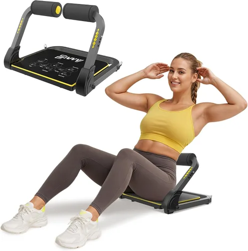 Miniatura 9 de ZIWWVY Máquina de abdominales plegable, banco ajustable para gimnasio en casa, capacidad de 300 libras, equipo de entrenamiento portátil