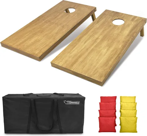 Miniatura 75 de GoSports 4 ft x 2 ft Regulation Size Wooden Cornhole Boards Set with Light Brown Finish - Includes Carrying Case and Bean Bags Negro- gris