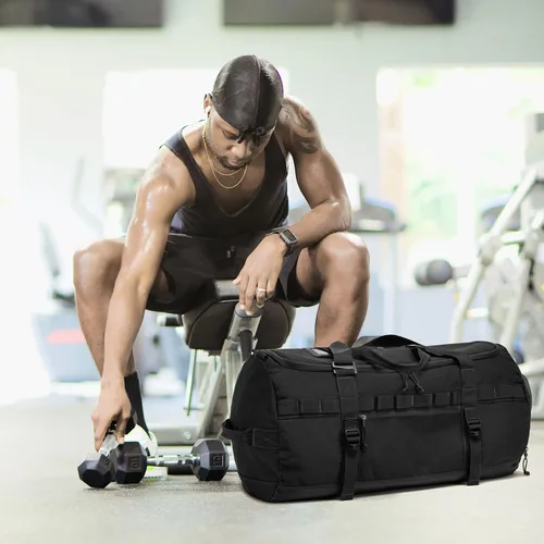 Miniatura 6 de Lyweem Bolsa de viaje para hombres, 60L, bolsa de lona deportiva, de gran tamaño, bolsa de fin de semana, bolsa de noche para mujeres