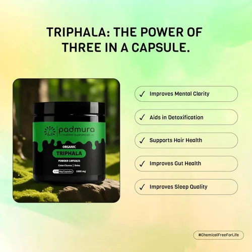 Miniatura 2 de Cápsulas de polvo de trifala orgánica de 1000 mg Certificado orgánico USDA Sin OMG Sin gluten Vegano - 120 cápsulas vegetales