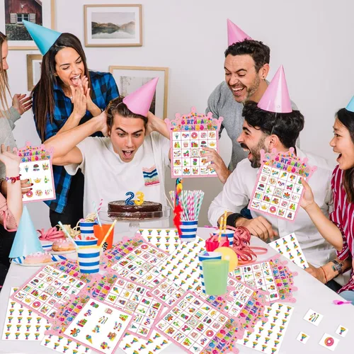 Miniatura 4 de Tarjetas de juego de bingo de cumpleaños para fiesta, 24 jugadores, fiesta de cumpleaños, juegos de bingo para escuela, oficina, familia, grupo