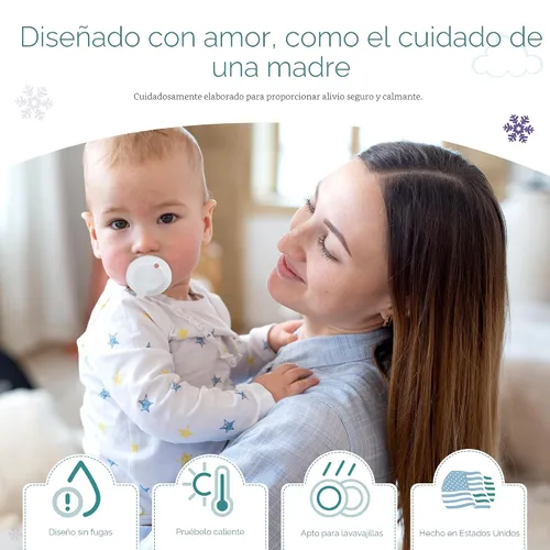 Miniatura 3 de Nippii Chupete congelable para aliviar la dentición del bebé, mordedor seguro para bebés con efecto refrescante, fácil de limpiar, silicona suave