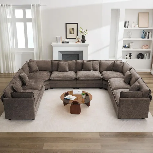 Miniatura 65 de Otomán de Sofá Moderno de Chenille Nube de 35'', Otomán Rectangular para Sofá Seccional Modular, Beige