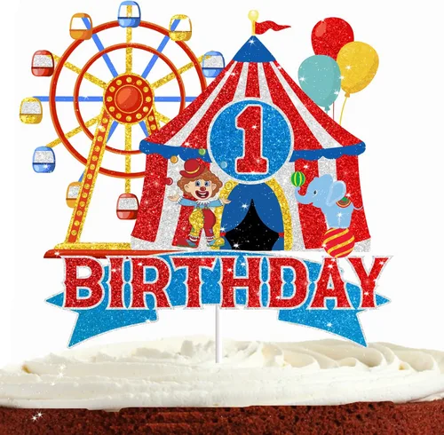 Decoración de circo para el primer cumpleaños para niños y niñas, baby shower, tienda de campaña de circo vintage, globo, rueda de la fortuna,