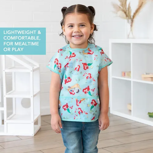 Miniatura 4 de Bumkins Disney Babero de Manga Corta para Niña o Niño, Niños Pequeños y Niños de 1-3 Años, Tamaño Grande, Esencial Imprescindible para Niños
