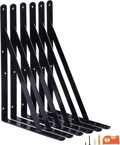 Miniatura 7 de NEODROP Paquete de 4 soportes de estante de 12 pulgadas de alta resistencia, soporte de pared grande para estantes de almacenamiento de garaje