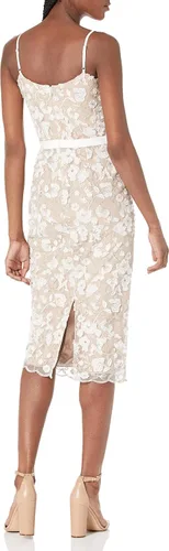 Miniatura 2 de Dress the Population Vestido midi bordado sin mangas con cuello en V Emma para mujer
