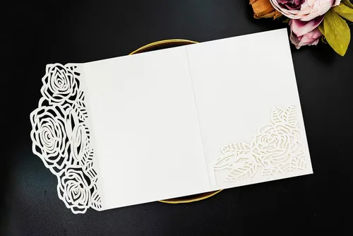 Miniatura 4 de Tarjeta de invitación de corte láser, tarjeta de felicitación, fiesta de graduación, rosa, flores, boda, fiesta de cumpleaños, invitaciones, Borgoña