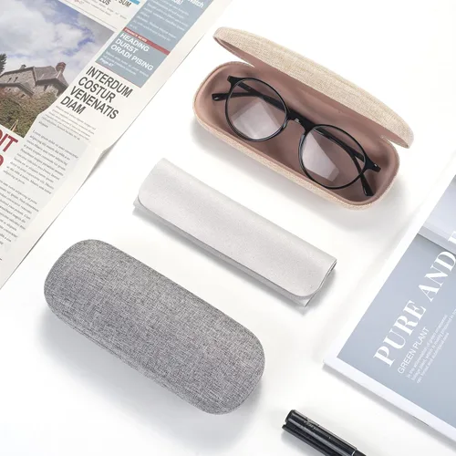 Miniatura 7 de Marvolia Funda rígida para lentes, funda protectora de tela de lino para lentes de sol para hombres y mujeres