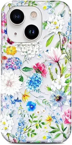 Miniatura 9 de J.west Funda para iPhone 13 de 6.1 pulgadas, estilo moderno de verano, bonito ramo floral con estampado de flores botánicas de jardín, delgada