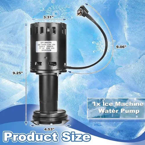 Miniatura 3 de 9161079-06 2700RPM 230V Máquina para máquina de hielo Reemplazo de bomba de agua para ICE-O-Matic Cornelius 60/50Hz 6GPM, reemplazo 9161076-02