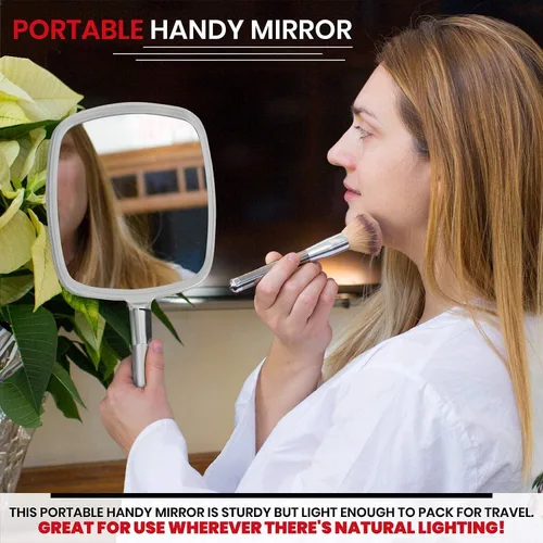 Miniatura 5 de MIRRORVANA Espejo de mano grande y cómodo con asa, modelo de salón plateado (paquete de 5)
