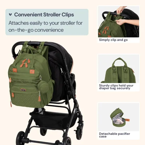 Miniatura 18 de BabbleRoo - Mochila para pañales - Bolso de viaje con artículos esenciales para bebés - Mochila multifunción resistente al agua, bolso de viaje
