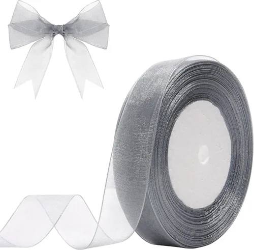 Miniatura 20 de Cinta de organza transparente de 3/4 de pulgada, 50 yardas, cinta de gasa para envolver regalos, decoración de Navidad, Halloween, ramo de boda
