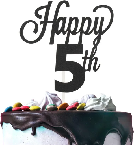 Miniatura 97 de LINGTEER - Decoración para pastel con texto "Happy Birthday 100", color negro