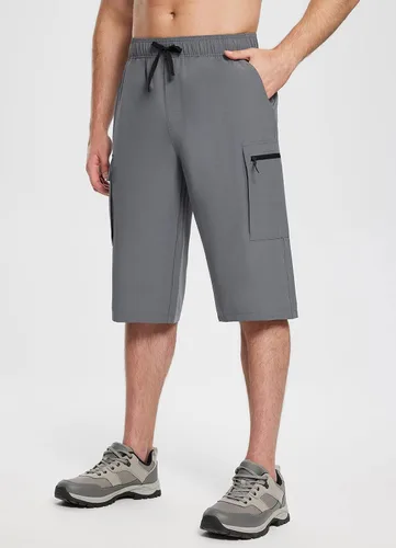 Miniatura 6 de BALEAF Men's Long Shorts Below Knee 15" Capri Pants Hiking Cargo Pockets Quick Dry Lightweight Elastic Waistband Gym