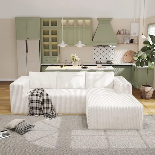 Miniatura 8 de Sofás modulares de pana otomana de 28.74 pulgadas para sala de estar, taburetes de sofá sin hueso, no requiere montaje, sofá profundo en una caja