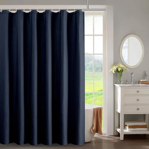 Miniatura 37 de OWENIE Cortina de ducha blanca para baño, 96 pulgadas, extra larga, elegante cortina de ducha de tela texturizada en relieve 3D, repelente al agua