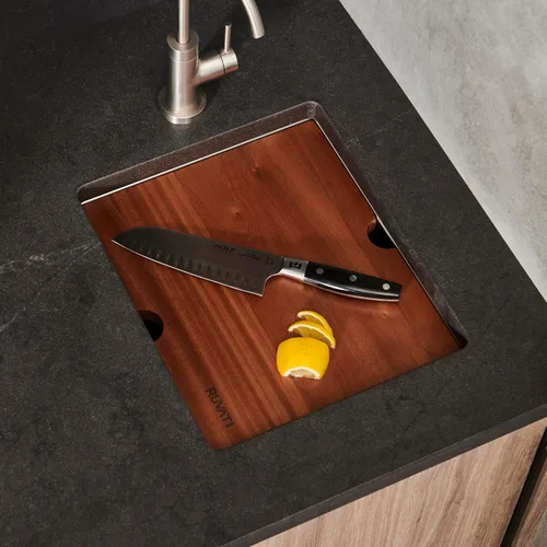 Miniatura 2 de Ruvati Fregadero de Preparación de Barra Estación de Trabajo de 13 pulgadas con Tapa - Fregadero de Cocina de Acero Inoxidable Calibre 16 Bajo