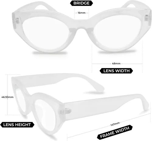 Miniatura 5 de 2SeeLife Lentes de lectura transparentes con diseño de ojo de gato para mujer, para lucir elegante con alta visión, cómodos para todas las formas