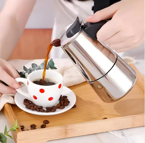 Miniatura 5 de Olla de café Moka de acero inoxidable, cafetera Moka para estufa, percolador de café, cafetera italiana, preparación de café cubano, cafetera Greca
