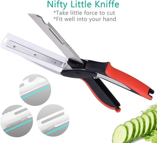 Miniatura 3 de Tijeras de verduras y cortador de alimentos - Tijeras de cocina con tabla de cortar, cortador rápido, picador para carne y verduras