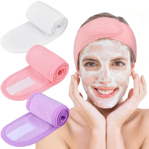 Miniatura 12 de Whaline Diademas faciales de spa, 3 piezas, diadema de tela de toalla suave y ajustable para lavado de cara, ducha, cubierta facial, yoga