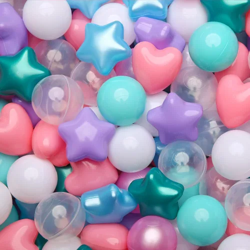 Miniatura 18 de Bolas de hoyo de TRENDPLAY en forma de estrella y corazón para niños pequeños - 50, 100, 200, 500 piezas de bolas de plástico para diversión y juego