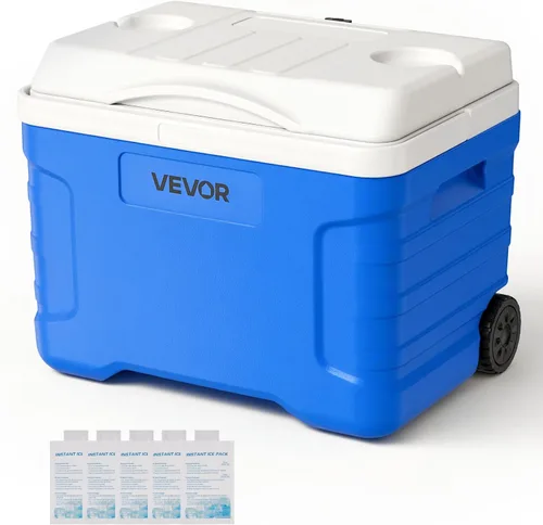 VEVOR Enfriador portátil, enfriador duro con retención de hielo, asas y correa de alta resistencia, material rígido ligero, aislado, portátil,