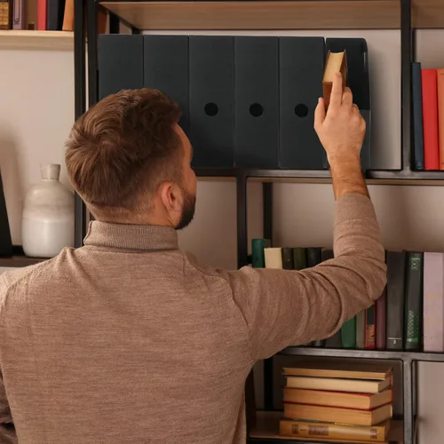 Miniatura 6 de Geyee Paquete de 12 soportes de plástico para archivadores de revistas, organizador de escritorio para revistas, cajas de archivos resistentes