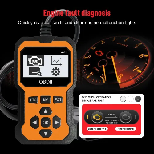 Miniatura 9 de Escáner OBD2 profesional V410 y herramienta de diagnóstico de coche - Lector de código automático para todos los vehículos, lector de códigos
