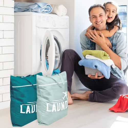 Miniatura 4 de Bolsa grande de viaje para lavandería, lavable, impermeable, bolsa de ropa sucia, bolsa de entrenamiento para gimnasio, lavandería, ropa húmeda