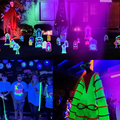 Miniatura 7 de Barra de luz LED negra de 120 W, cable e interruptor de 10 pies, carcasa de aluminio, luces negras impermeables YIAYETOG IP66 para grandes espacios
