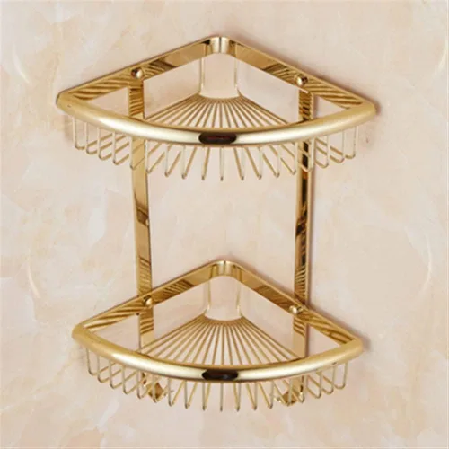Miniatura 7 de Organizador de ducha de esquina estantes flotantes estantes de baño Estante de almacenamiento de latón de cristal Soporte para champú Accesorios
