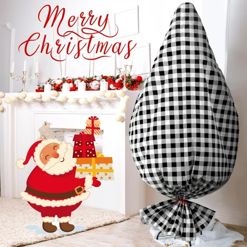 Miniatura 3 de Teling Bolsa de almacenamiento para árbol de Navidad de 7.5 pies, bolsa de plástico para quitar y desechar (negro y blanco)
