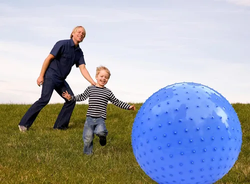 Miniatura 4 de Bola de Masaje Sensorial Grande para Niños, 2 Pack 85CM 33.5" Bolas de Ejercicio Azul Macarrón para Niños Pequeños, Grandes Juguetes Inflables