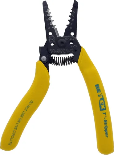 Miniatura 11 de Ideal Electrical 45-121 T-6 T-Stripper - 14-26 AWG, pelador de cables en T amarillo con agujeros en bucle, pinza con punta, apertura automática