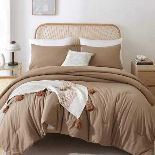 Miniatura 20 de ROSGONIA Edredón tamaño completo para niñas, niños y adolescentes, blanco, 3 piezas (1 edredón bohemio y 2 fundas de almohada), juego de ropa
