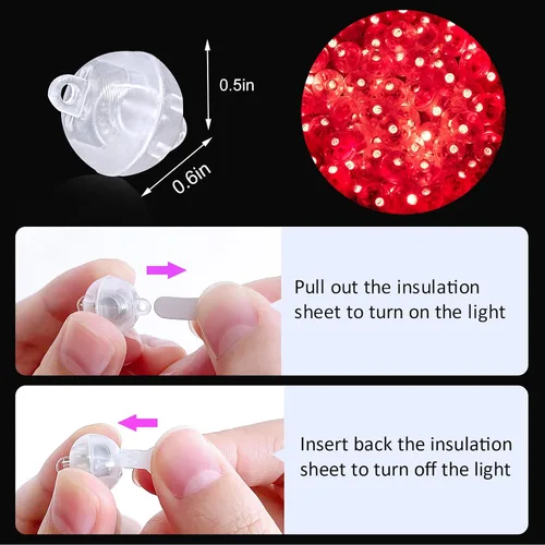 Miniatura 3 de 50 mini luces LED, globos de luz LED para decoraciones de fiesta, luces de fiesta de neón para linterna de papel, huevos de Pascua, fiesta de Rojo