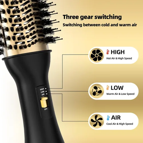 Miniatura 5 de Cepillo de aire caliente 4 en 1 con barril ovalado, herramienta de peinado de grado de salón para todo tipo de cabello