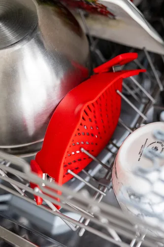 Miniatura 8 de Arlig Colador de pasta con clip de silicona, ajuste universal para todas las ollas y cuencos, escurridor a presión para carne, verduras, colador