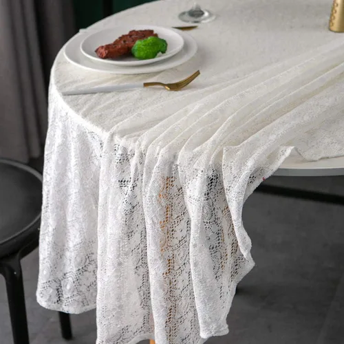 Miniatura 4 de AMZALI Classic Collection - Mantel de encaje de ganchillo de algodón, a prueba de polvo, para mesa de bufé, cena de vacaciones, fiesta, banquete